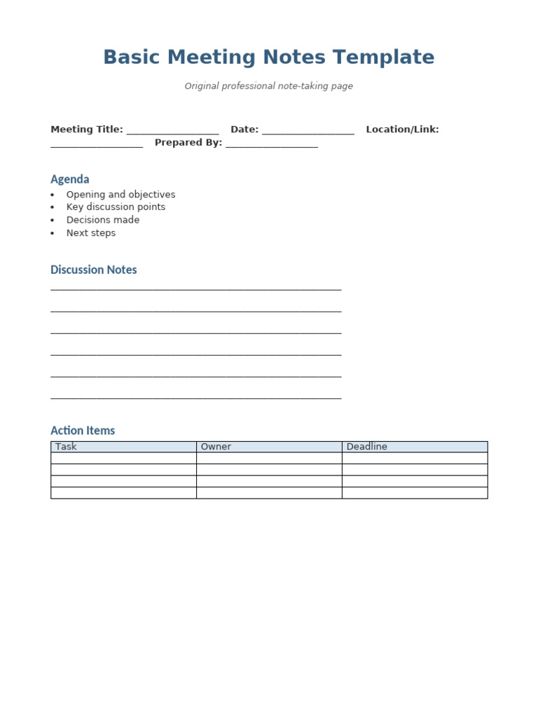 03 Basic Meeting Notes Template | PDF