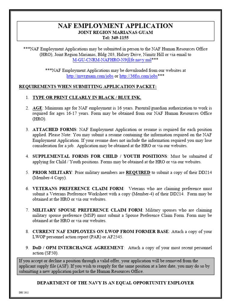 Main Naf Employment Application Form | PDF | Academic Degree