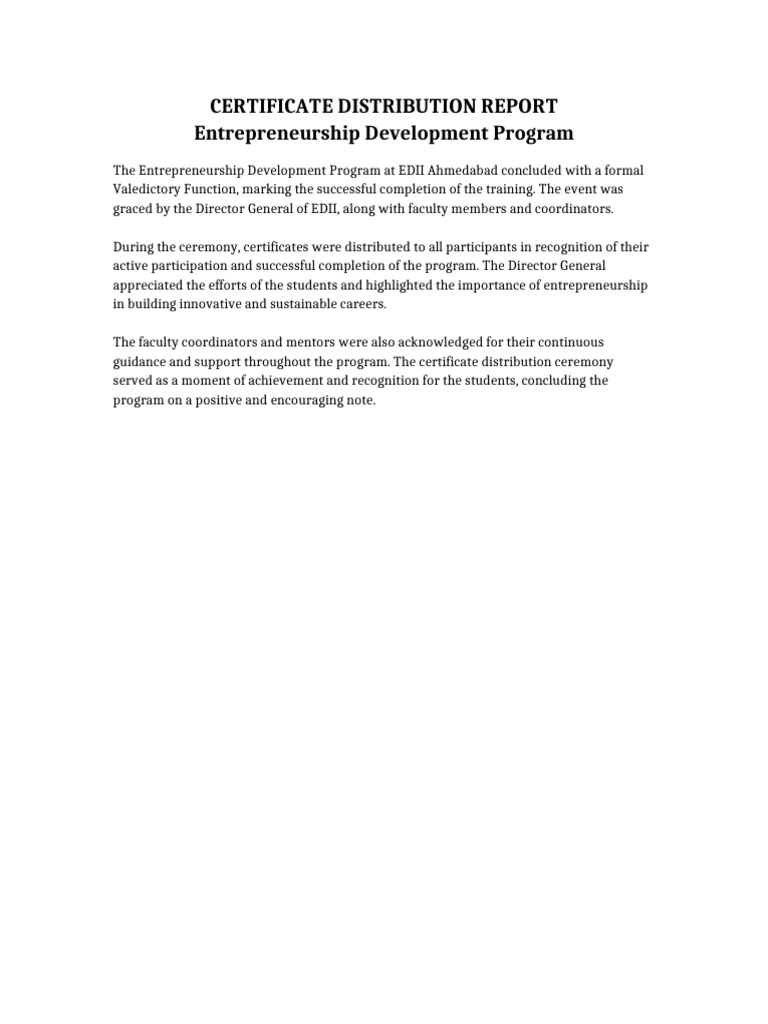 Certificate Distribution Report | PDF
