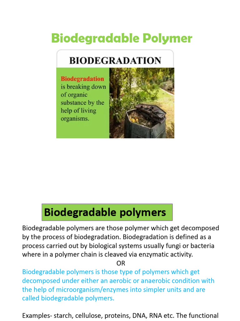 Biodegradable Polymer Note | PDF | Biodegradation | Polymers