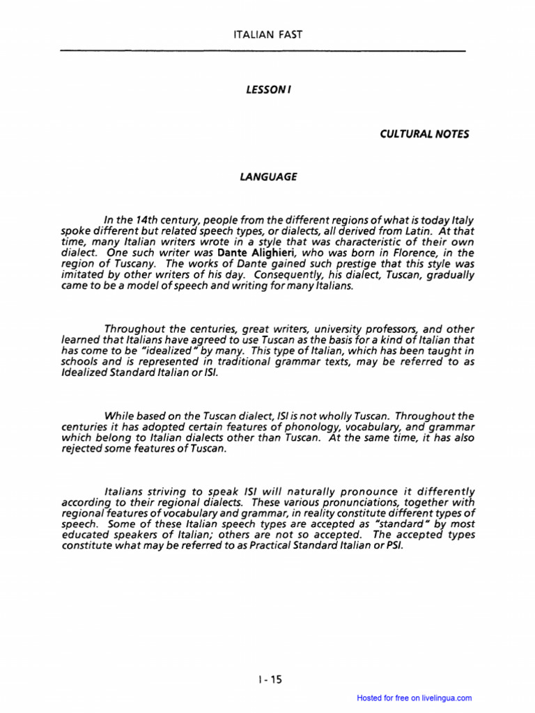 Unit 1 | PDF | Dialect | Italian Language