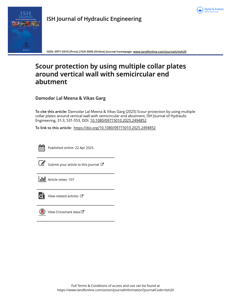 Scour Protection by Using Multiple Collar Plates Around Vertical Wall ...