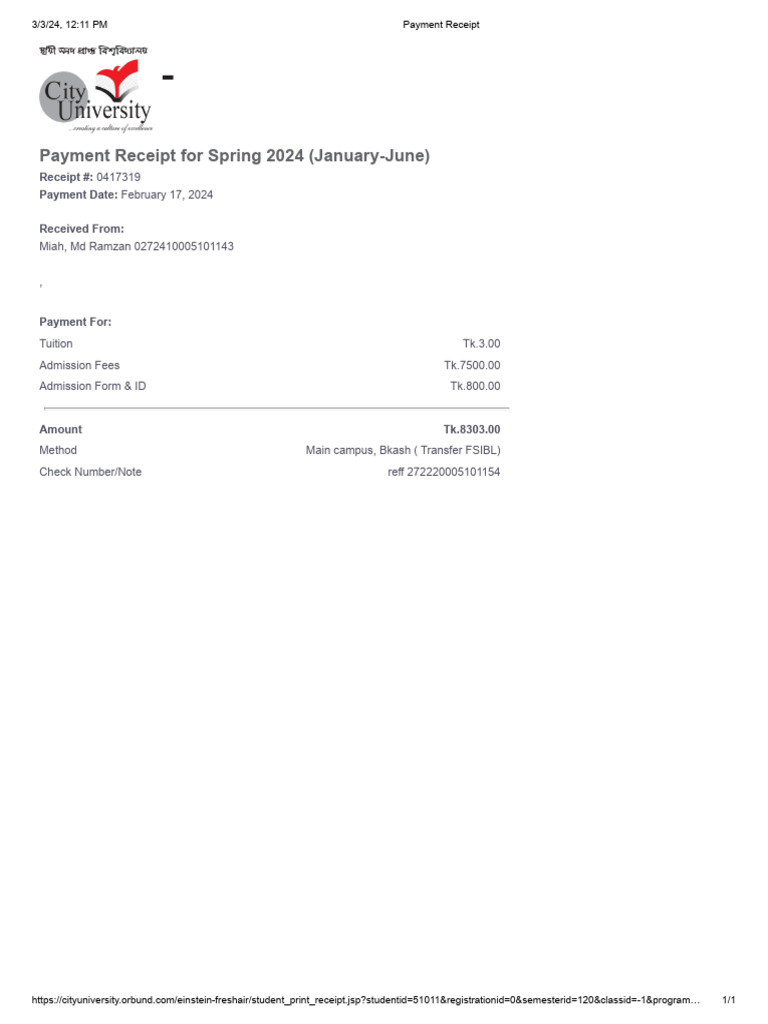Payment Receipt | PDF