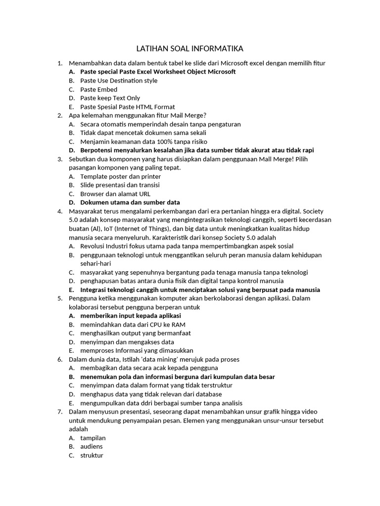 Latihan Soal Informatika | PDF