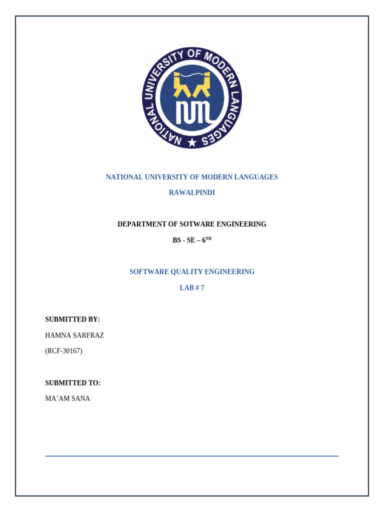 Sqe Lab 7 | PDF | Usability | Reliability Engineering