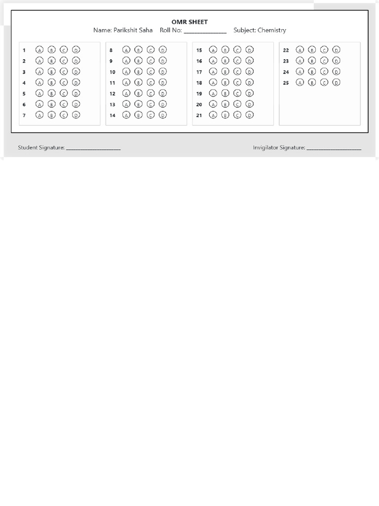 OMR Sheet | PDF
