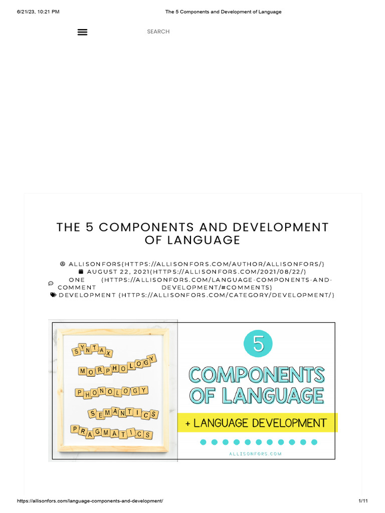 The 5 Components and Development of Language | PDF | Word | Morphology ...