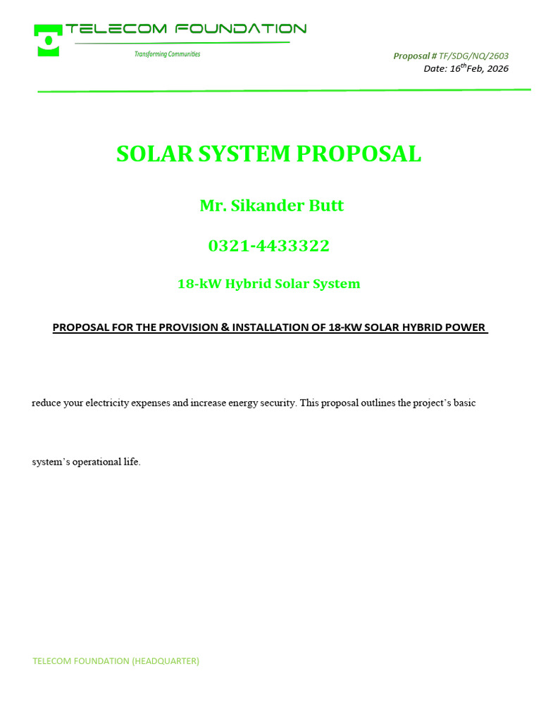 18-kW Hybrid Solar System Proposal | PDF | Solar Panel | Electricity
