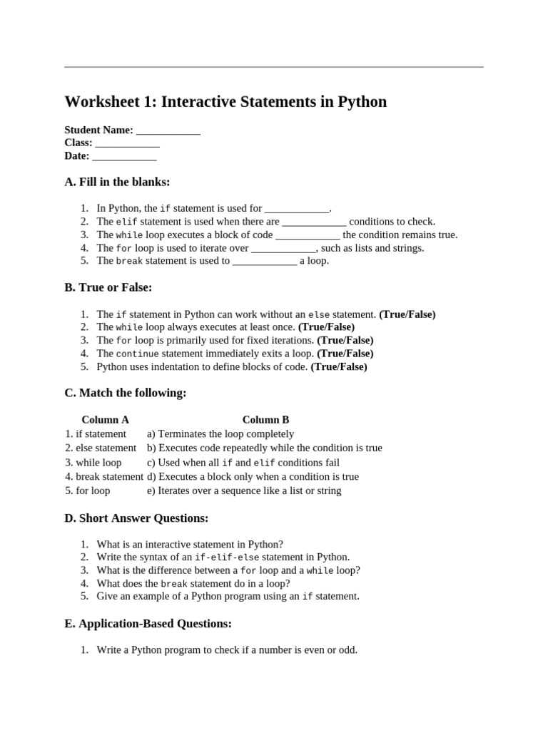 Ch4 Interactive Statements in Python | PDF | Control Flow | Python ...
