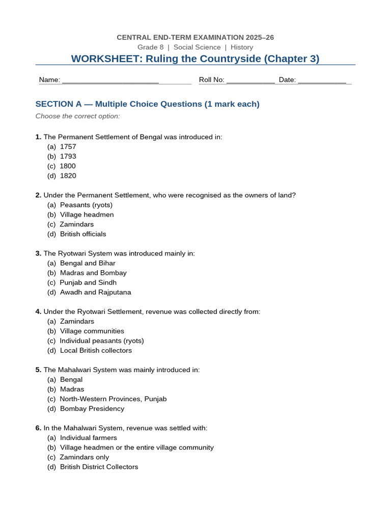 Ruling The Countryside Worksheet | PDF