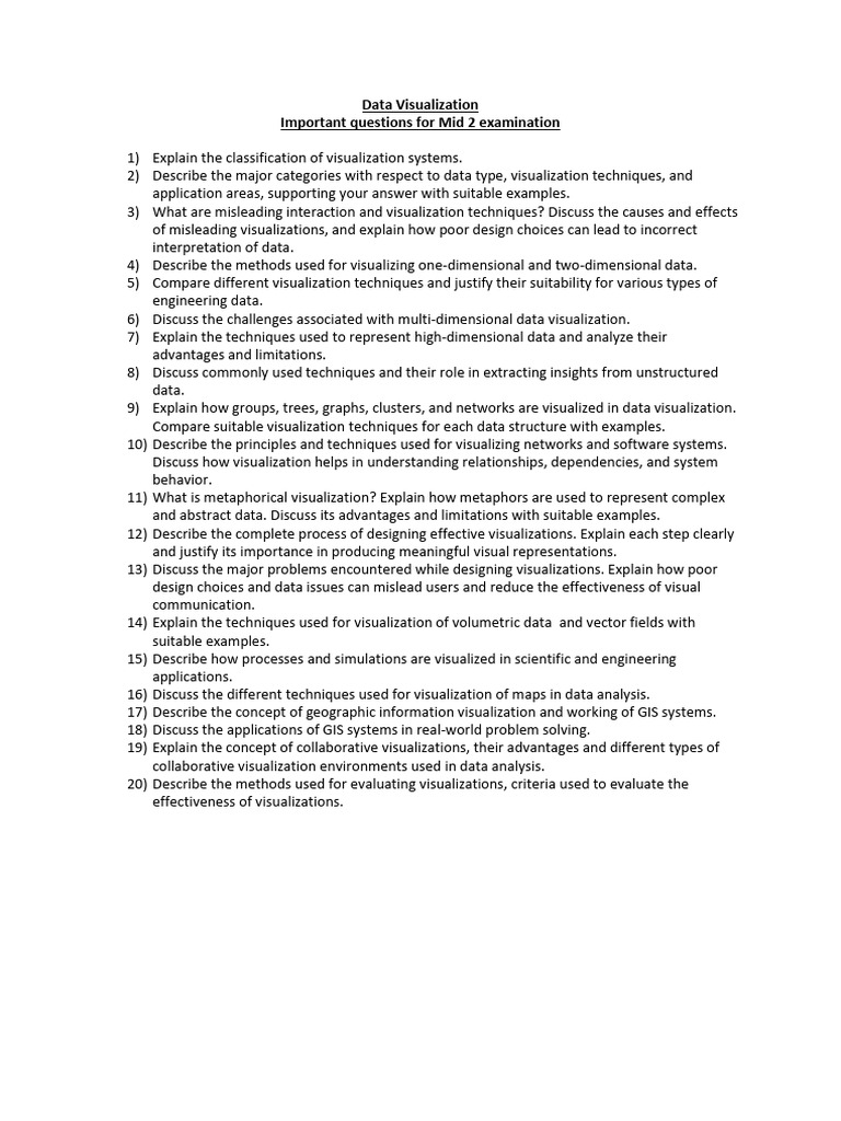 DV - Questions Bank - Mid 2 Final | PDF | Data | Geographic Information ...