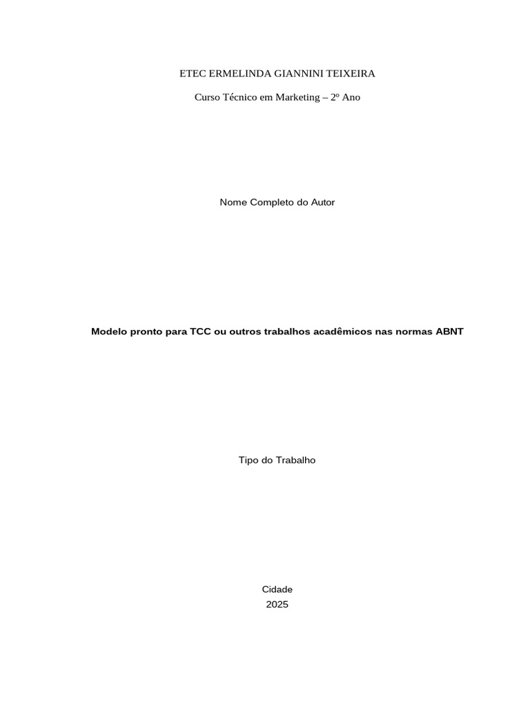 Modelo Pronto TCC Abnt em Word | PDF | Abstract (resumo) | Publicações ...