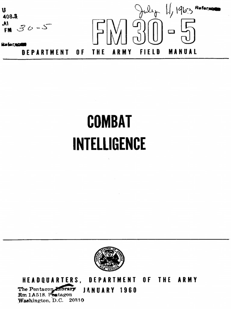 Combat Intelligence: Department of The Army Field Manual | PDF ...