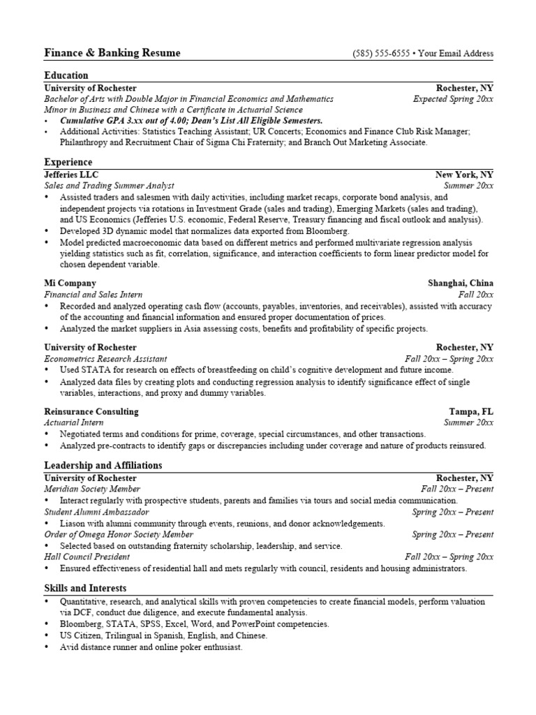 Morgan Stanley CV Template | PDF | Linear Regression | Economics