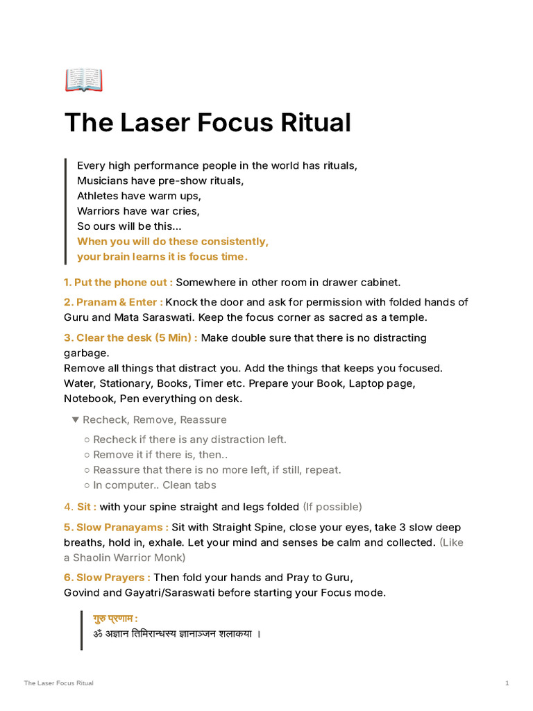 The Laser Focus Ritual | PDF