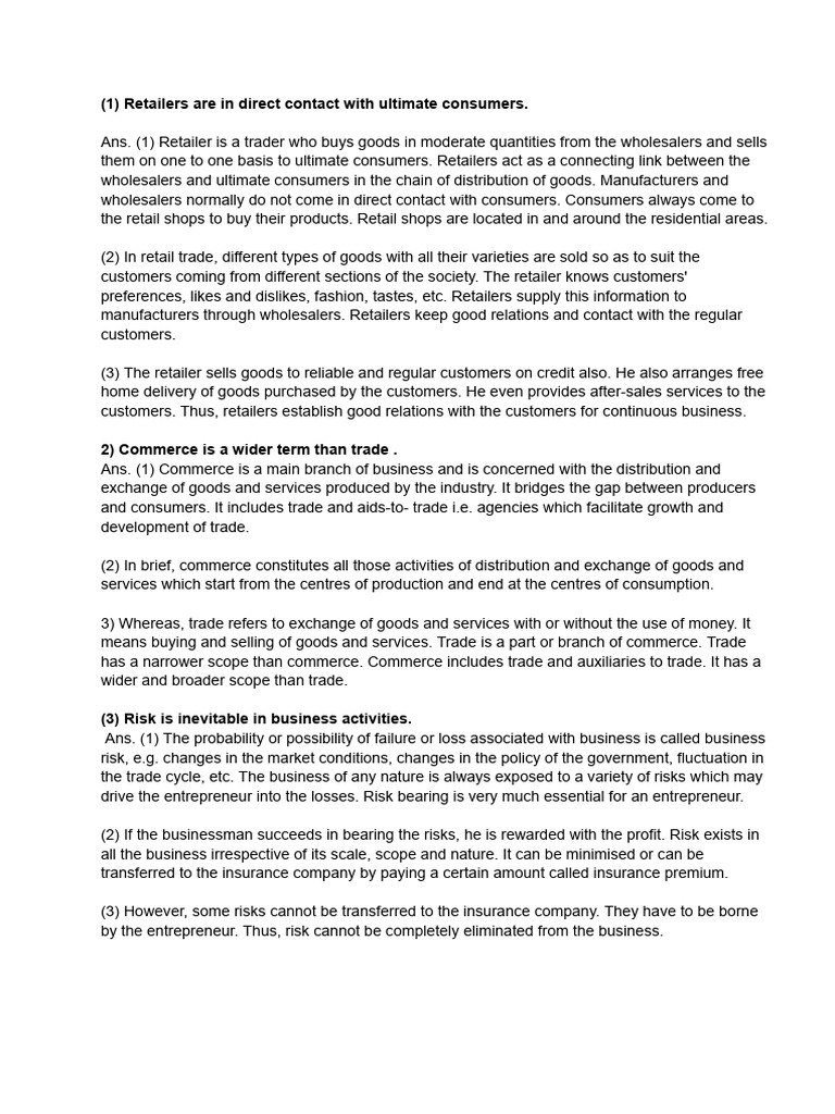 Justify The Following Sentences Chapter 1 | PDF | Retail | Goods