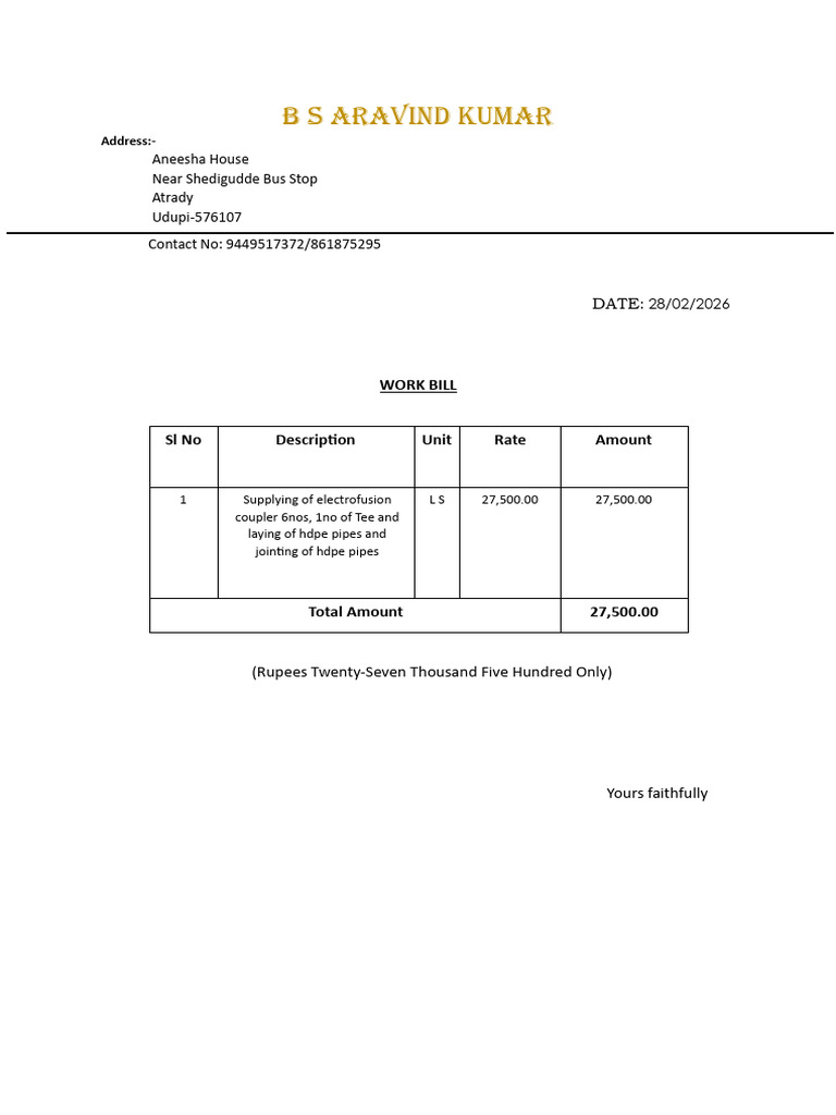 Electrofusion Work Bill | PDF