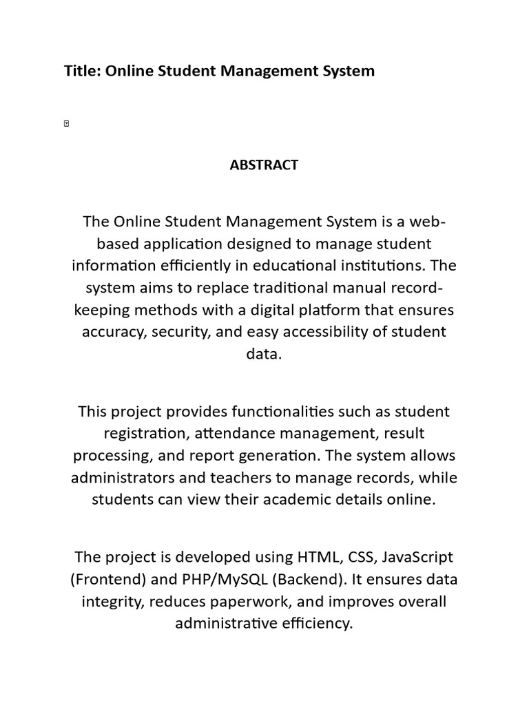 Online Student Management System | PDF | Databases | My Sql