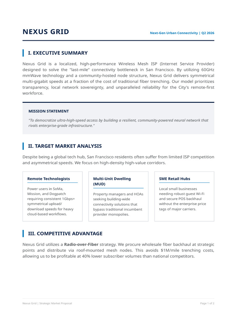 Nexus Grid Internet Proposal | PDF | Internet Service Provider ...