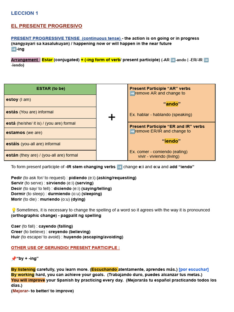 NIVEL 3 - Presente Progresivo ? - Preterite y Imperfecto | PDF