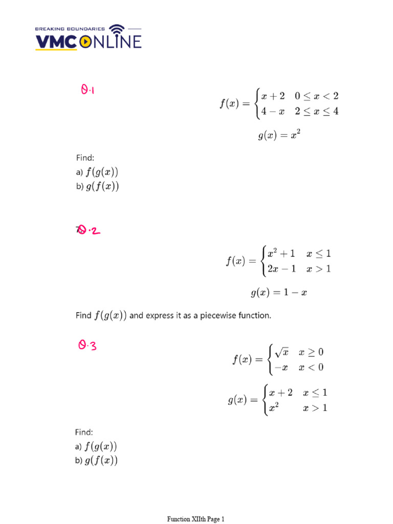 Asignment - Composition of Compound Functions | PDF