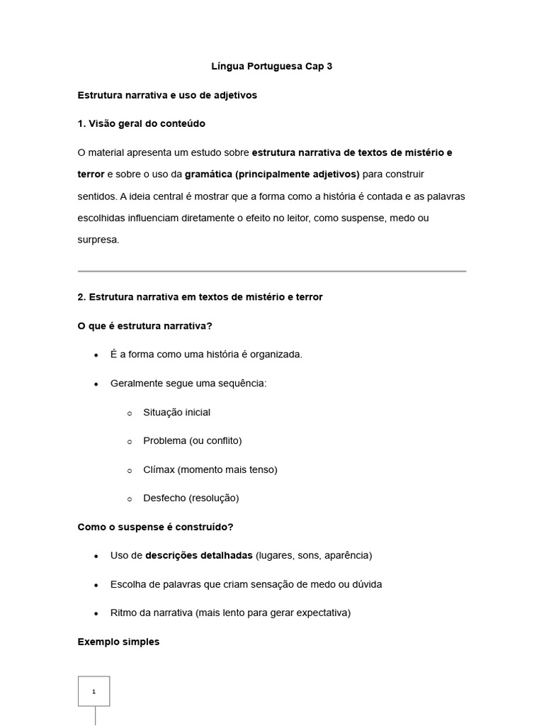 Língua Portuguesa Cap 3 2026 | PDF | Adjetivo | Narrativa
