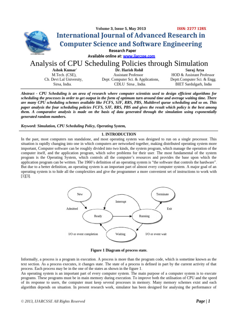 Analysis of CPU Scheduling Policies Through Simulation | PDF ...
