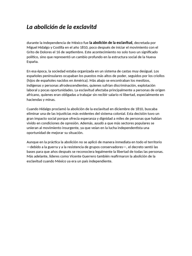 La Abolición de La Exclavitd | PDF | Abolicionismo | Esclavitud