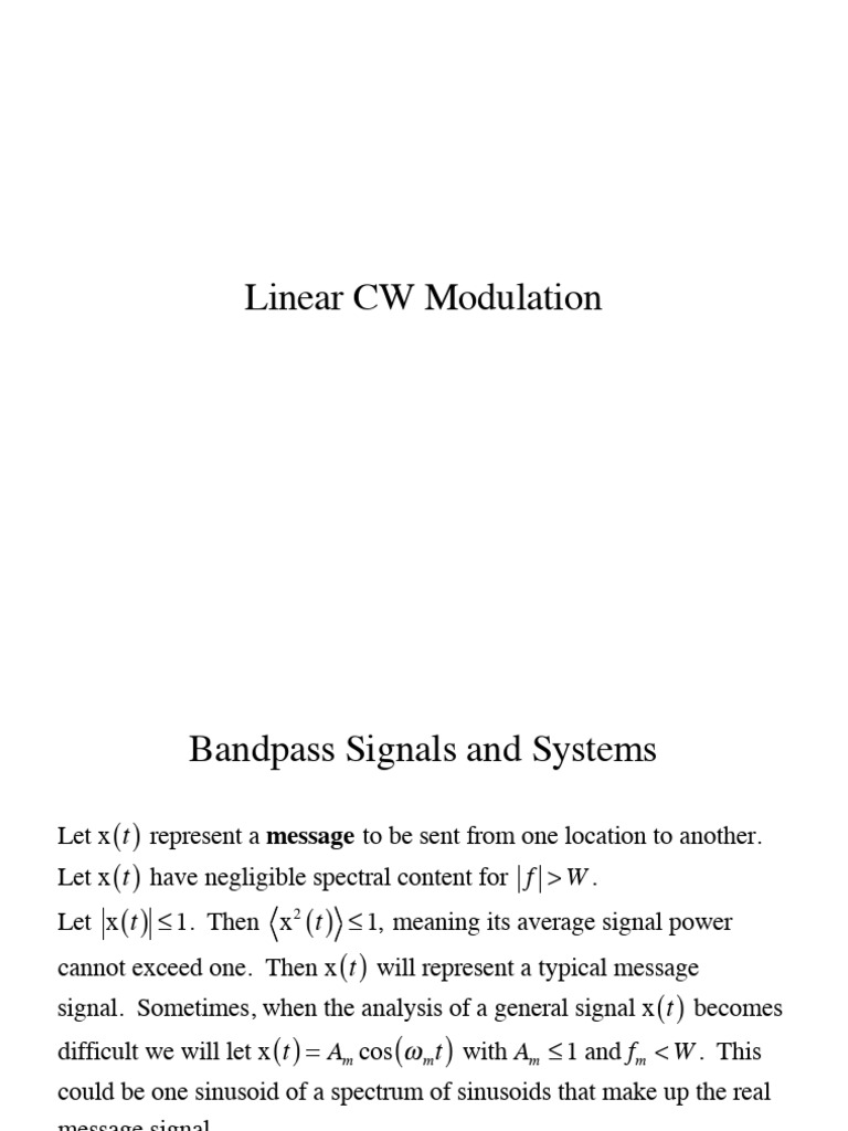 Linear CW Modulation | PDF | Electrical Engineering | Telecommunications