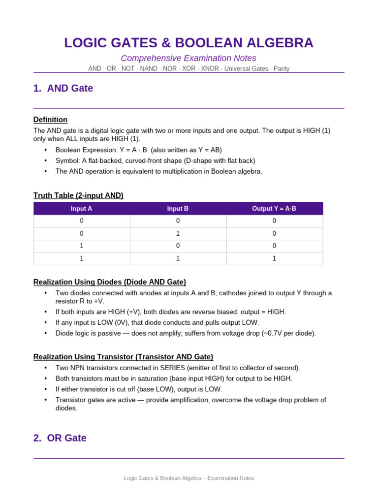 Logic Gates Notes | PDF | Logic Gate | Electrical Engineering