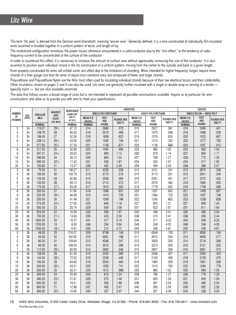 Litz Wire | PDF | Wire | Electricity