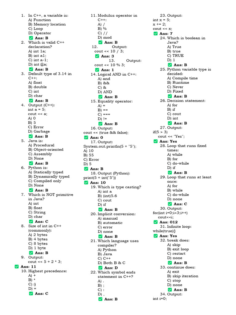 MCQs | PDF | Object Oriented Programming | Computer Science