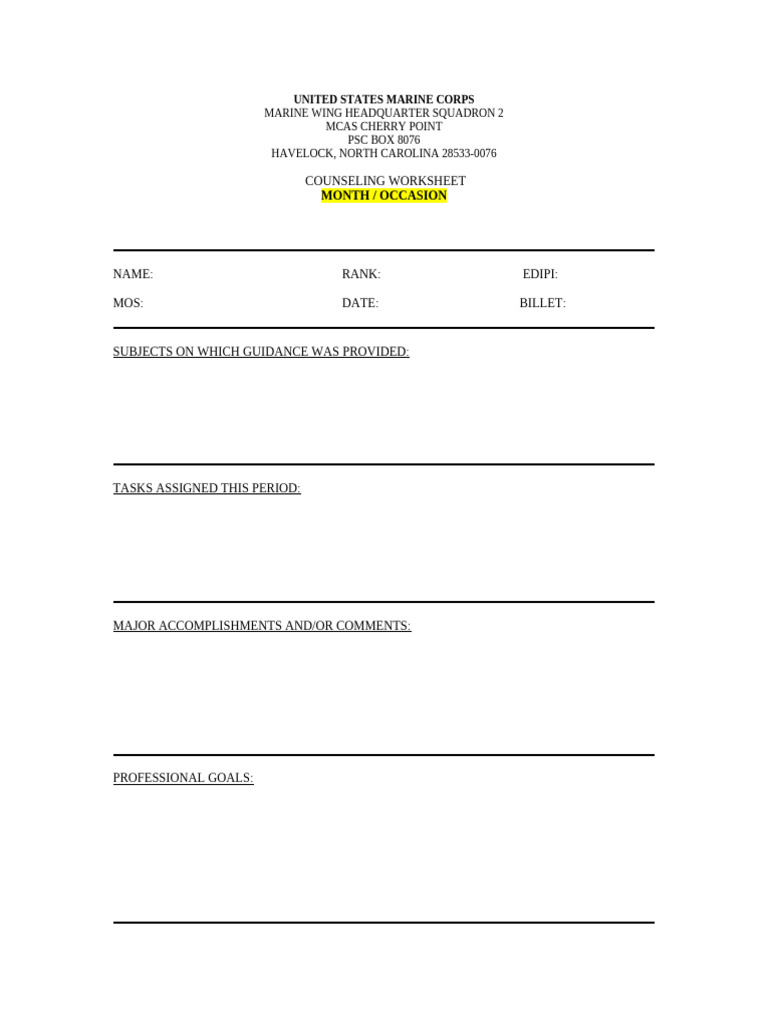 Counseling Template | PDF