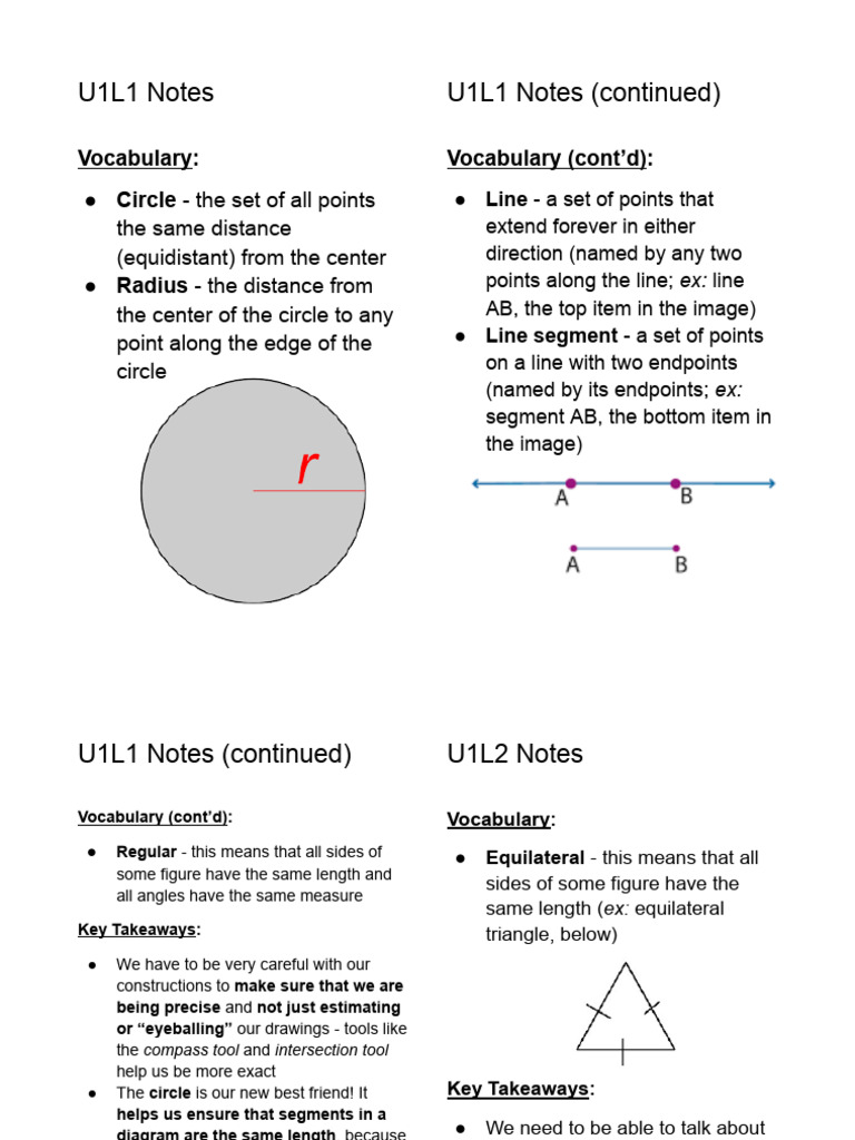 U1 Notes | PDF | Angle | Perpendicular
