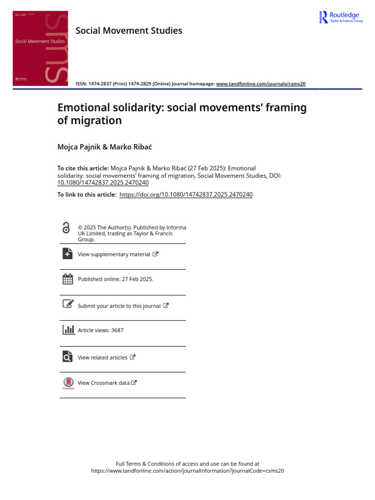 Emotional Solidarity Social Movements Framing of Migration-2 | PDF ...