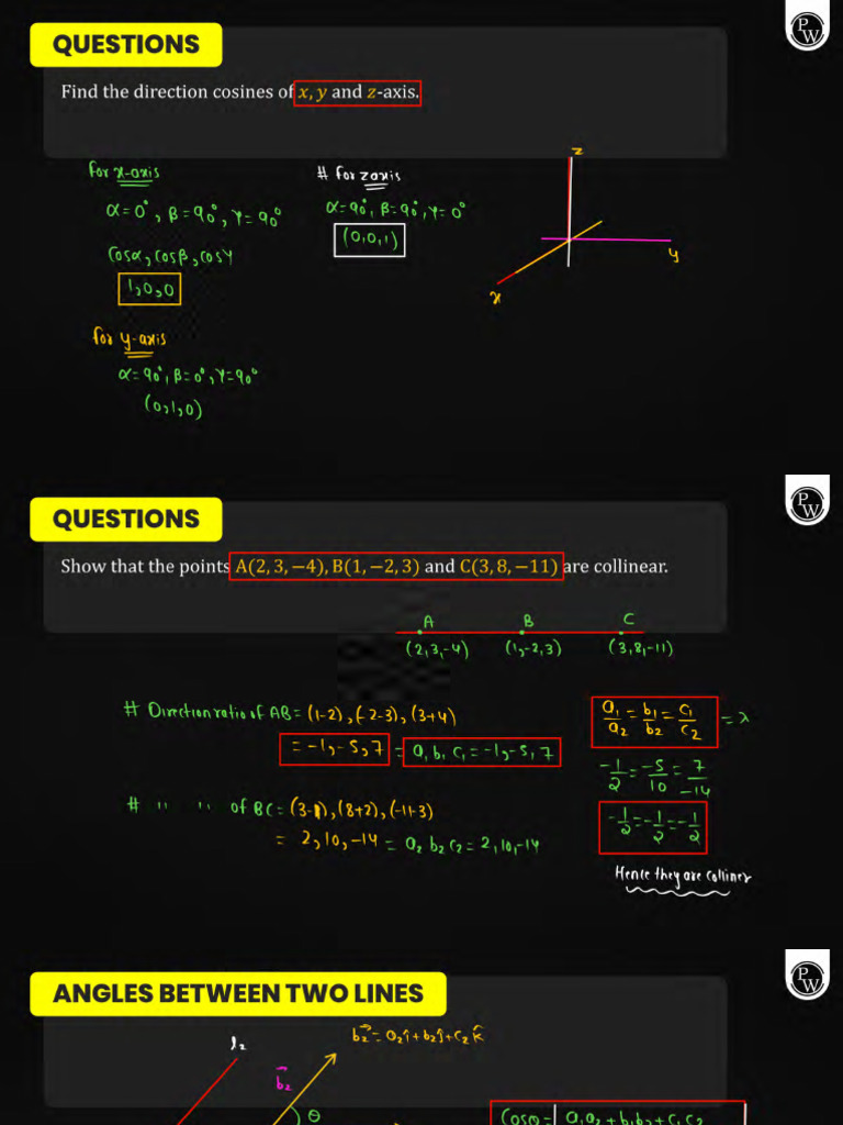 Three Dimensional Geometry: Class Notes - VIJETA 2026 | PDF