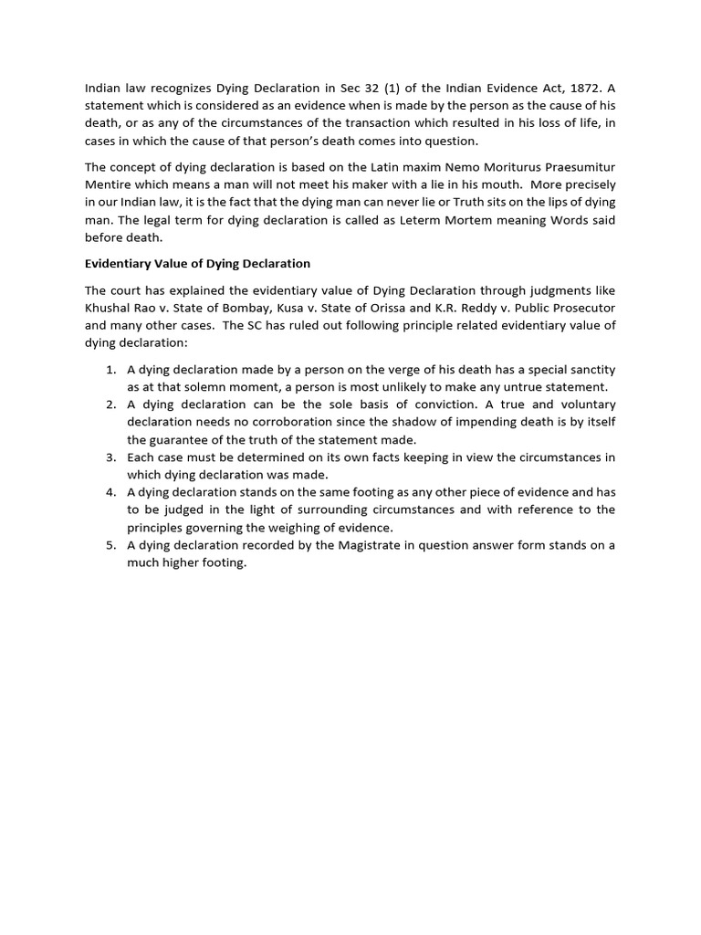 Dying Declaration | PDF