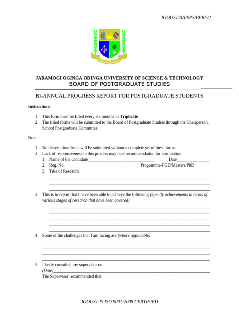 Bi-Annual Report Form | PDF