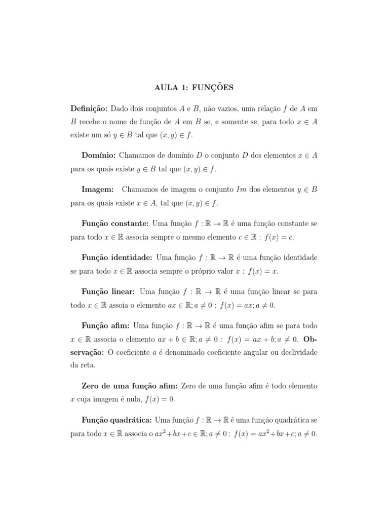 Aula 1 Funcoes | PDF