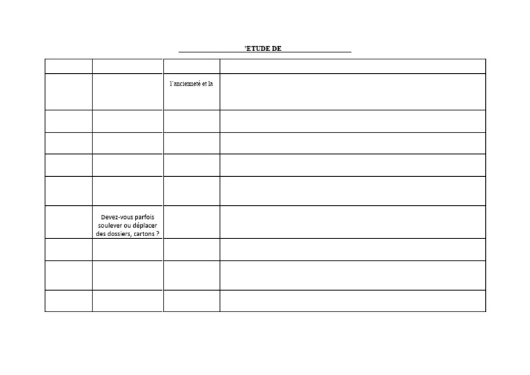 Questionnaire D'etude de Poste de Travail | PDF
