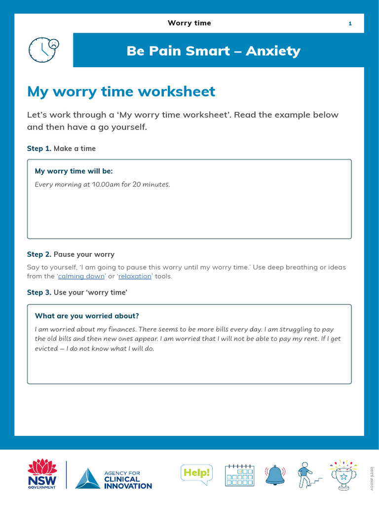 My Worry Time Worksheet | PDF | Eviction | Relaxation (Psychology)