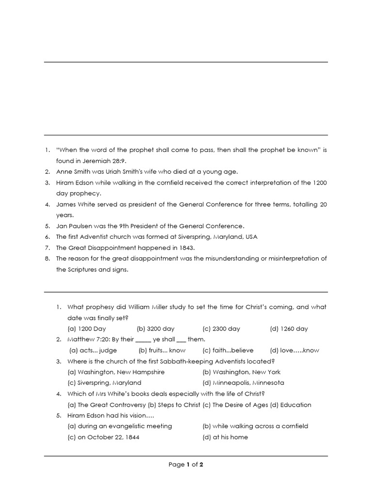 Church Heritage Test 3 | PDF