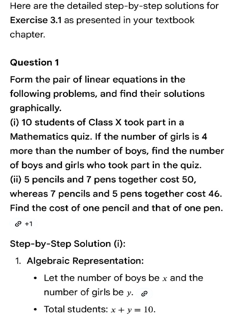 10th Maths Chapter 3. NCERT Solutions | PDF