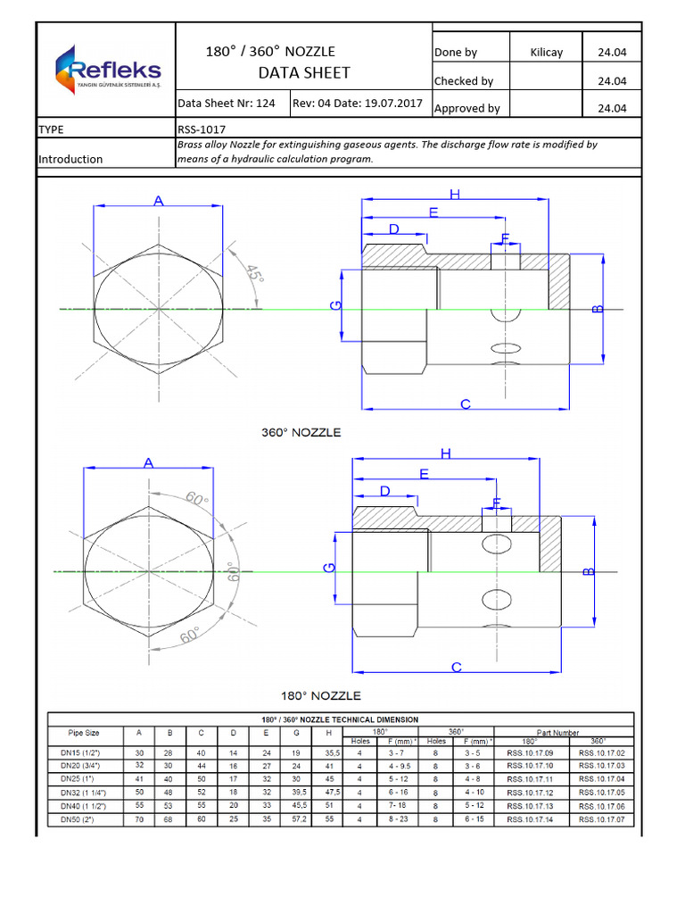 Nozzle Data Sheet - 1 | PDF