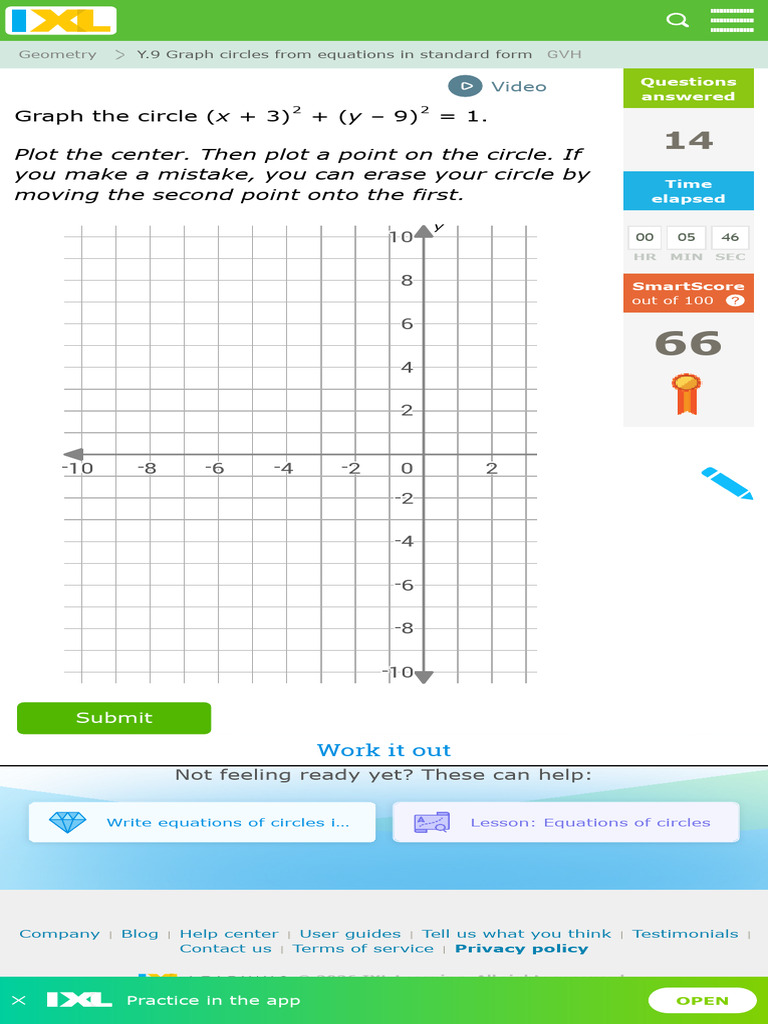 IXL - Graph Circles From Equations in Standard Form (Geometry Practice ...