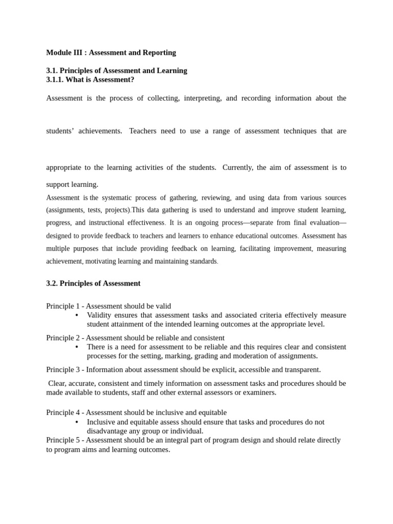 ATTP Module III Asessment Brief Notes | PDF | Educational Assessment ...