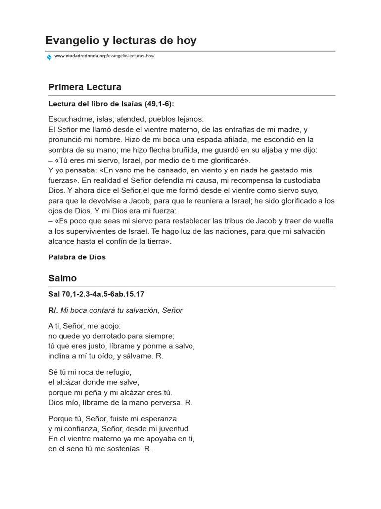 Evangelio y Lecturas de Hoy 31 Marzo | PDF | Jesús | Judas Iscariote
