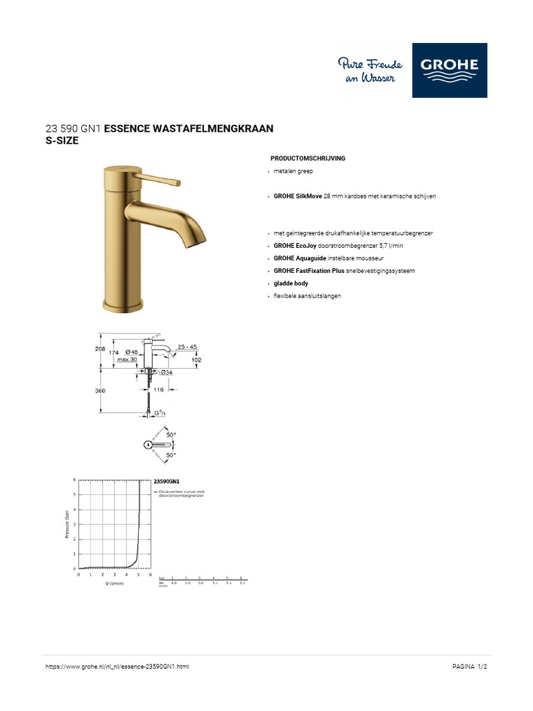 GROHE Specification Sheet 23590GN1 | PDF