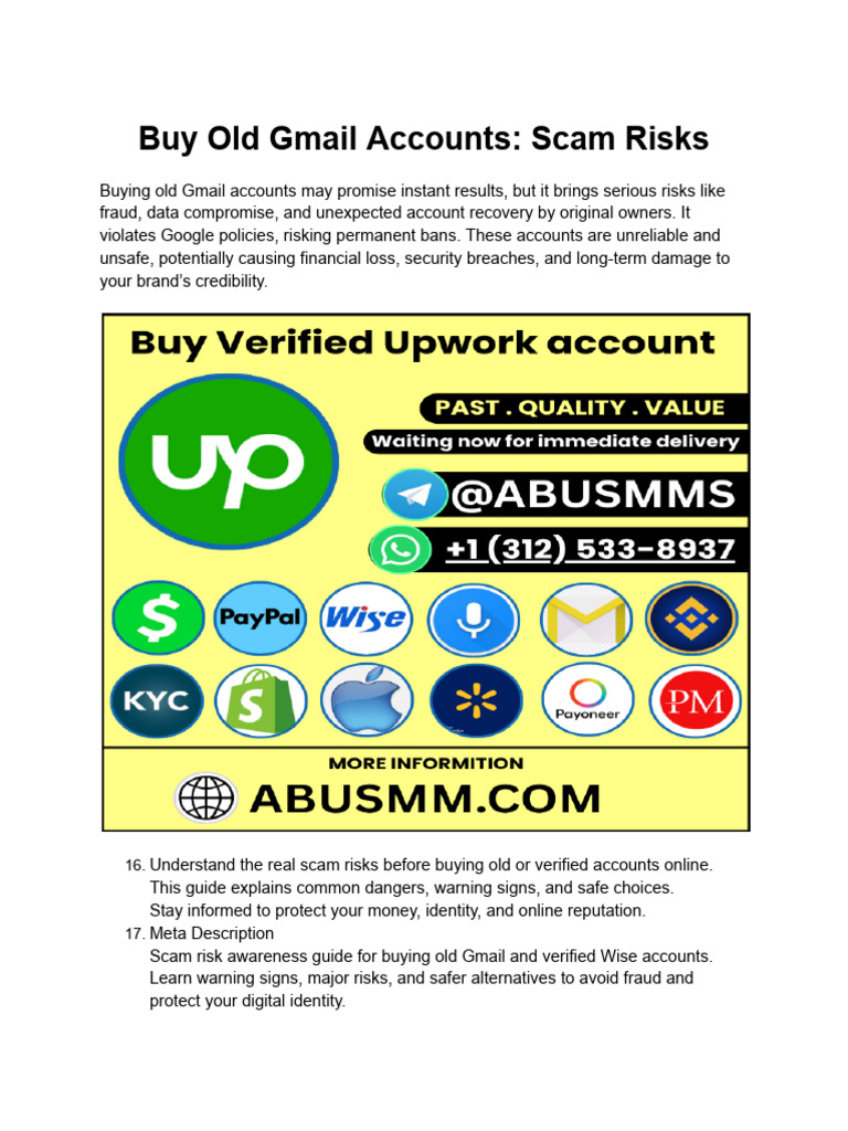 Buy Old Gmail Accounts - Scam Risks | PDF