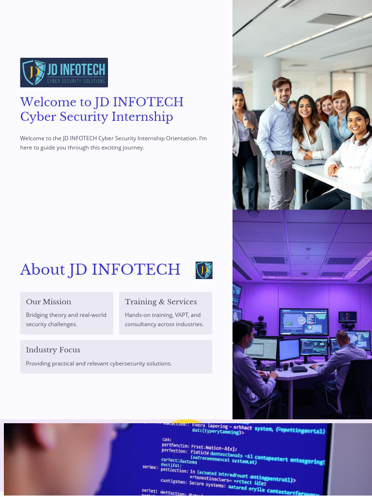 Orientation Meeting PPT JD INFOTECH Cyber Security Internship | PDF ...
